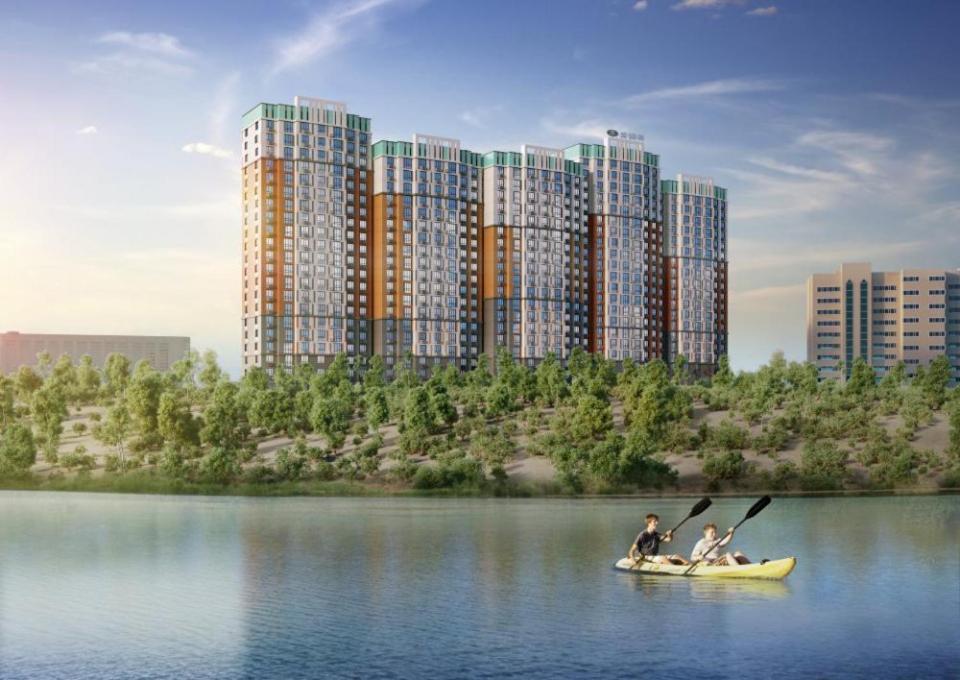 Прекрасная квартира на берегу озера в ЖК LakeTown Алмати Екстер'єр фото